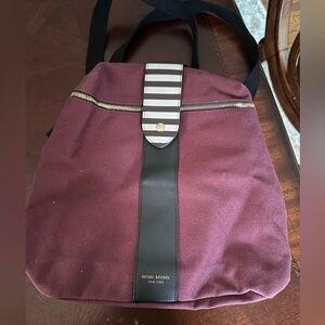 Henri Bendel Limited Edition Canvas Backpack Burgundy VGUC